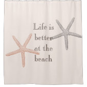 ビーチブルーピーチヒトデ シャワーカーテン (正面)