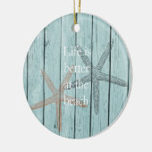 ビーチブルーフェイクウッドヒトデ セラミックオーナメント (左)