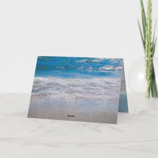 ビーチブルーホワイト沿岸海波ありがとう サンキューカード (裏面)