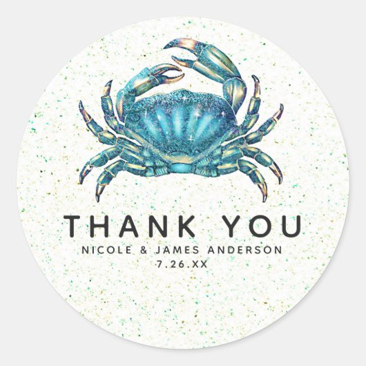 ビーチブルーモダンガニスターフィッシュシーホースの好意 ラウンドシール (正面)