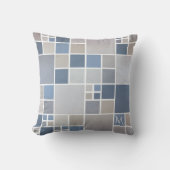 ビーチブルーモノグラム幾何学模様ピロー クッション (正面)