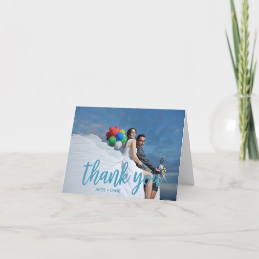 ビーチブルー写真ありがとう サンキューカード (正面)
