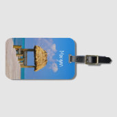 ビーチブルー海トロピカルカリブのアイランド写真 ラゲッジタグ (正面横)