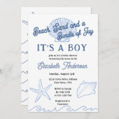 ビーチブルー海男の赤ちゃんシャワー 招待状 (正面/裏面)