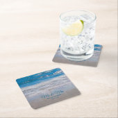 ビーチブルー熱帯海波沿岸結婚部 スクエアペーパーコースター (インサイチュ)