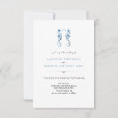 ビーチブルー結婚式招待状とQRコード 招待状 (正面)