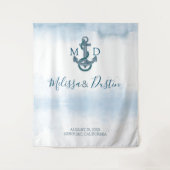 ビーチブルー航海のいかり結婚の背景 タペストリー (正面)