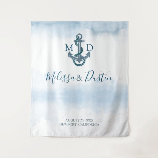 ビーチブルー航海のいかり結婚の背景 タペストリー (正面)