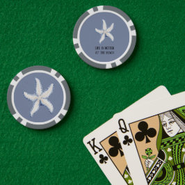 ビーチブルー・ホワイト・スターフィッシュ・クォート ポーカーチップ