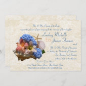 ビーチブーケとシーシェルの目的地の結婚式 招待状 (正面/裏面)