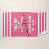 ビーチブーズベスティーガールズトリップピンク名 ビーチタオル (正面)