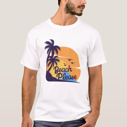 ビーチプリズサンセットパームツリーズアート Tシャツ (正面)