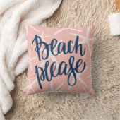ビーチプリーズコーラルピンク&ネービーヒトデ クッション (ブランケット)