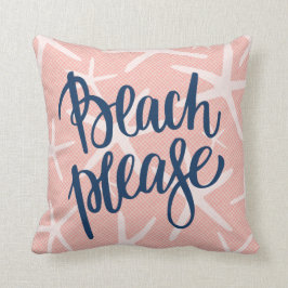 ビーチプリーズコーラルピンク&ネービーヒトデ クッション