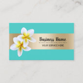ビーチプルメリアフラワー美しいサロンスパターコイズ 名刺 (正面)