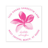 ビーチプルメリアフローラ独自の差出人住所の作成 セルフインキングスタンプ (デザイン)