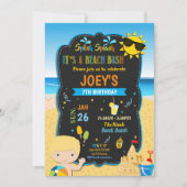 ビーチプールの誕生日パーティーBash Boy Blond Summer 招待状 (正面)