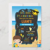 ビーチプールバースデーパーティーボーイズサマー 招待状 (正面)