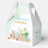 ビーチプールパーティー夏の第1の誕生日ボーイミディアム フェイバーボックス (裏面)