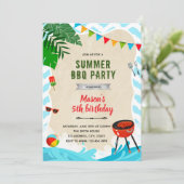 ビーチプールbbq誕生日パーティーの招待 シーズンカード (スタンド正面)
