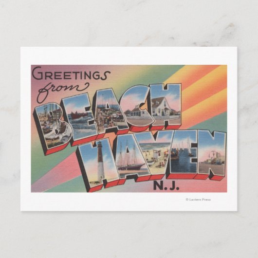 ビーチヘブン,ニュージャージー – ラージレターのシーン ポストカード (正面)