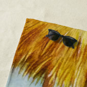 ビーチベお洒落ーブフラミンゴNo. 4水彩アート ビーチタオル (インサイチュ)