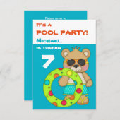 ビーチベアプークールルの誕生日パーティー 招待状 (正面/裏面)