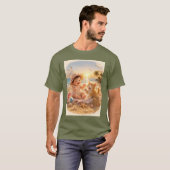 ビーチベイビーと子猫の砂の城の喜び Tシャツ (正面フル)