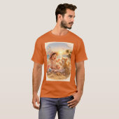 ビーチベイビーと子猫の砂の城の喜び Tシャツ (正面フル)