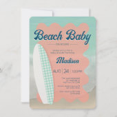 ビーチベビーオンボードコーラルミントジンガムベビーシャワー 招待状 (正面)