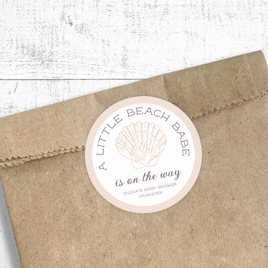ビーチベビーガールベビーシャワーパーソナライズされた ラウンドシール