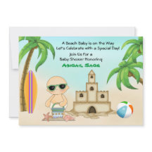 ビーチベビーサンドキャッスルとサーフボードベビーシャワー