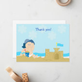 ビーチベビーサンドキャッスルフラットカードサンキューノート ノートカード (正面/裏面インサイチュ)