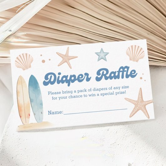 ビーチベビーシャワーおむつラッフルチケット エンクロージャーカード