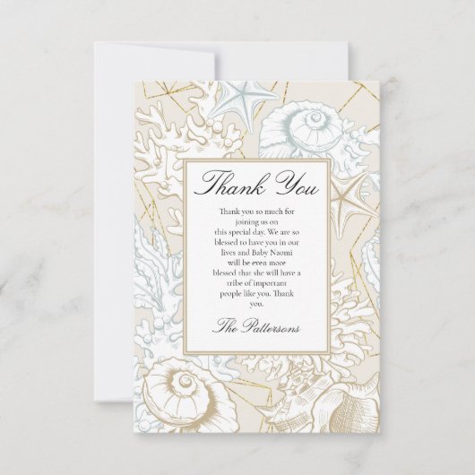 ビーチベビーシャワーシーシェル航海の海 サンキューカード (正面)