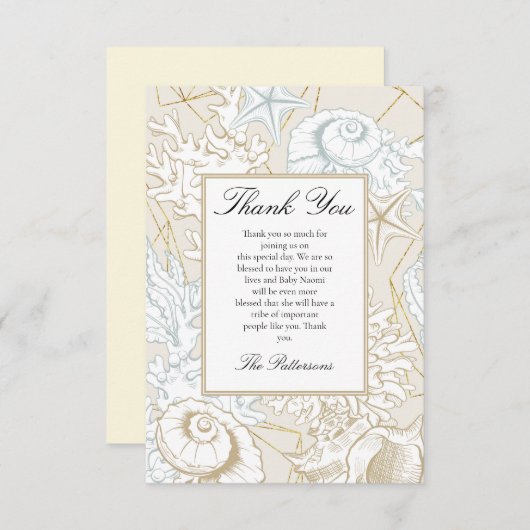 ビーチベビーシャワーシーシェル航海の海 サンキューカード (正面/裏面)
