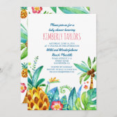 ビーチベビーシャワートロピカルパイナップルパーム 招待状 (正面/裏面)