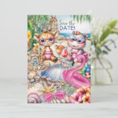 ビーチベビーシャワー日付を保存 招待状 (スタンド正面)