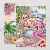 ビーチベビーシャワー日付を保存 招待状 (正面/裏面)