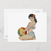 ビーチベル – ヴィンテージピンアップガール ポストカード (正面/裏面)