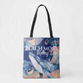 ビーチホエールシークリーズブルーオレンジホワイトことわざ トートバッグ (正面)