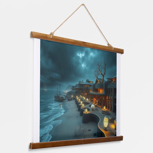 ビーチホテルストーミースキーズ 吊り下げ型タペストリー (傾斜あり)