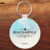 ビーチホリック水カラービーチ パーソナライズされた キーホルダー (正面)