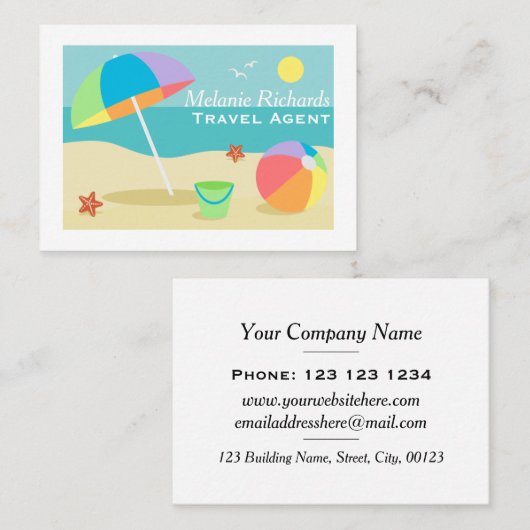 ビーチホリデカラフルーシーントラベルエージェント 名刺 (正面/裏面)