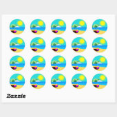 ビーチホリデーイラスト ラウンドシール (シート)