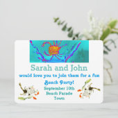 ビーチホリデー クールなカニのアート 海辺 招待状 (スタンド正面)