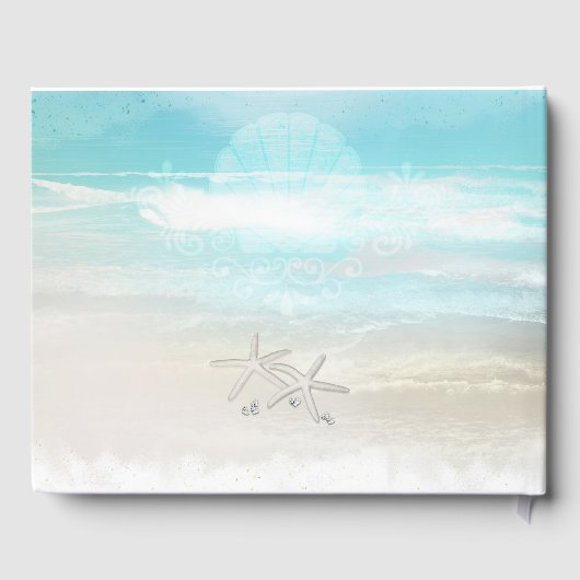 ビーチホワイトヒトスターフィッシュエレガントなウェディングトロピカル ゲストブック (裏面)