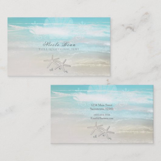 ビーチホワイトヒトデエレガントサマーシック熱帯 名刺 (正面/裏面)