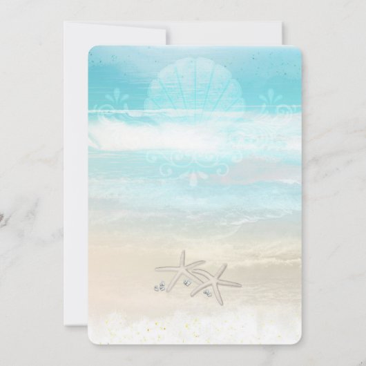 ビーチホワイヒトデエレガントサマー結婚ズ 招待状 (裏面)
