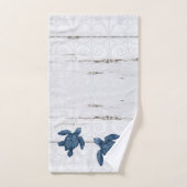 ビーチホームウォーターカラーウッドンシーホースタートルコーラル バスタオルセット (ハンドタオル)